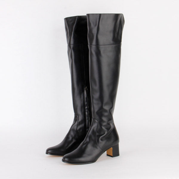 Petite Size Black Mid Heel Over Knee Boots. MIZCHI Pretty Small Shoes