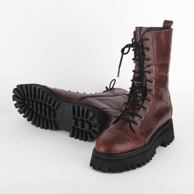 TROPAZ BROWN - flatform army boots