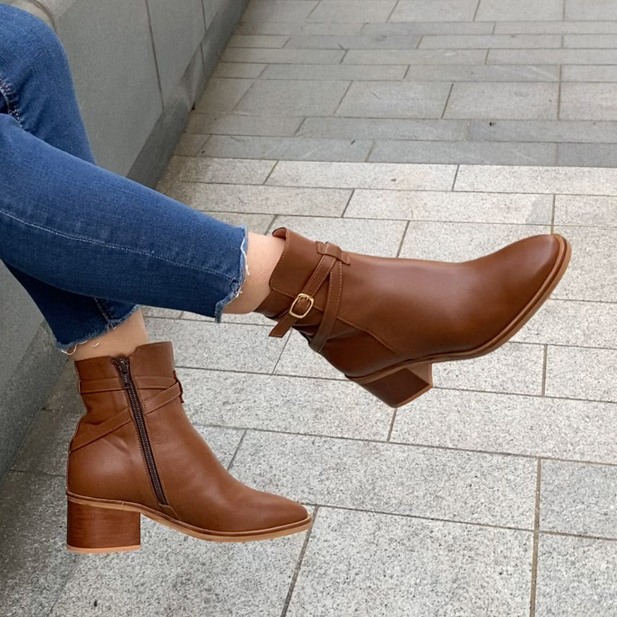 Aubrey - belted ankle boots
