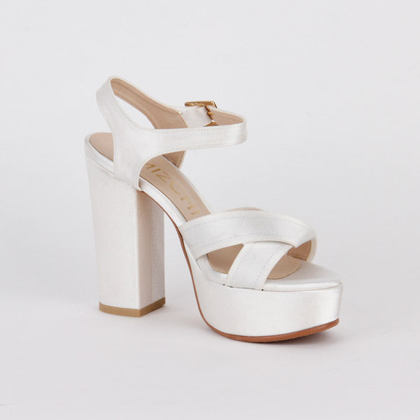 Ivory Knot Strap Faux Leather Platform Heels | Lime Lush