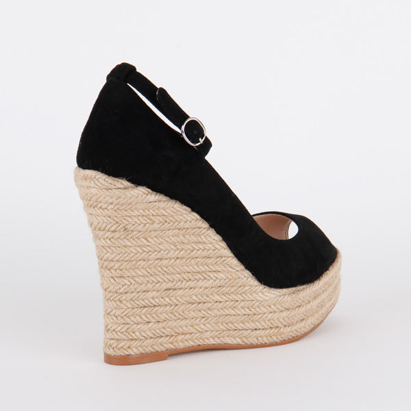 Women's Black Wedge Sandal Woven Ruched Diana | Free Returns | TOMS®