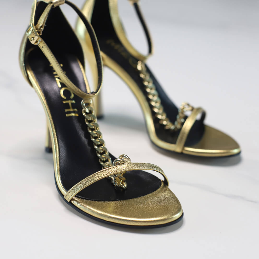 Chane - T Bar Gold Chain Sandals