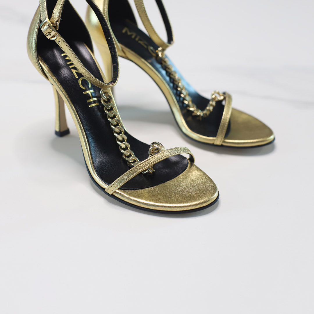 Chane - T Bar Gold Chain Sandals