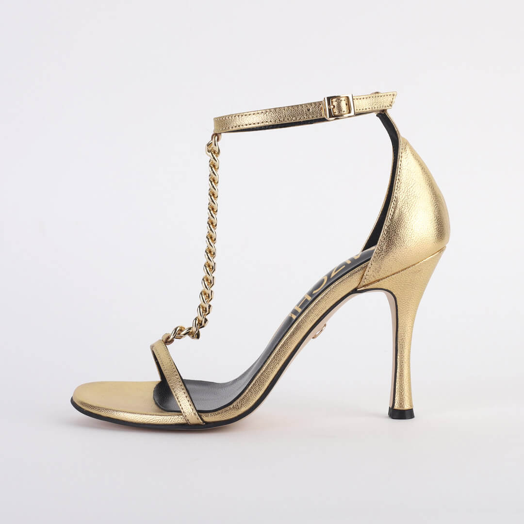 Chane - T Bar Gold Chain Sandals