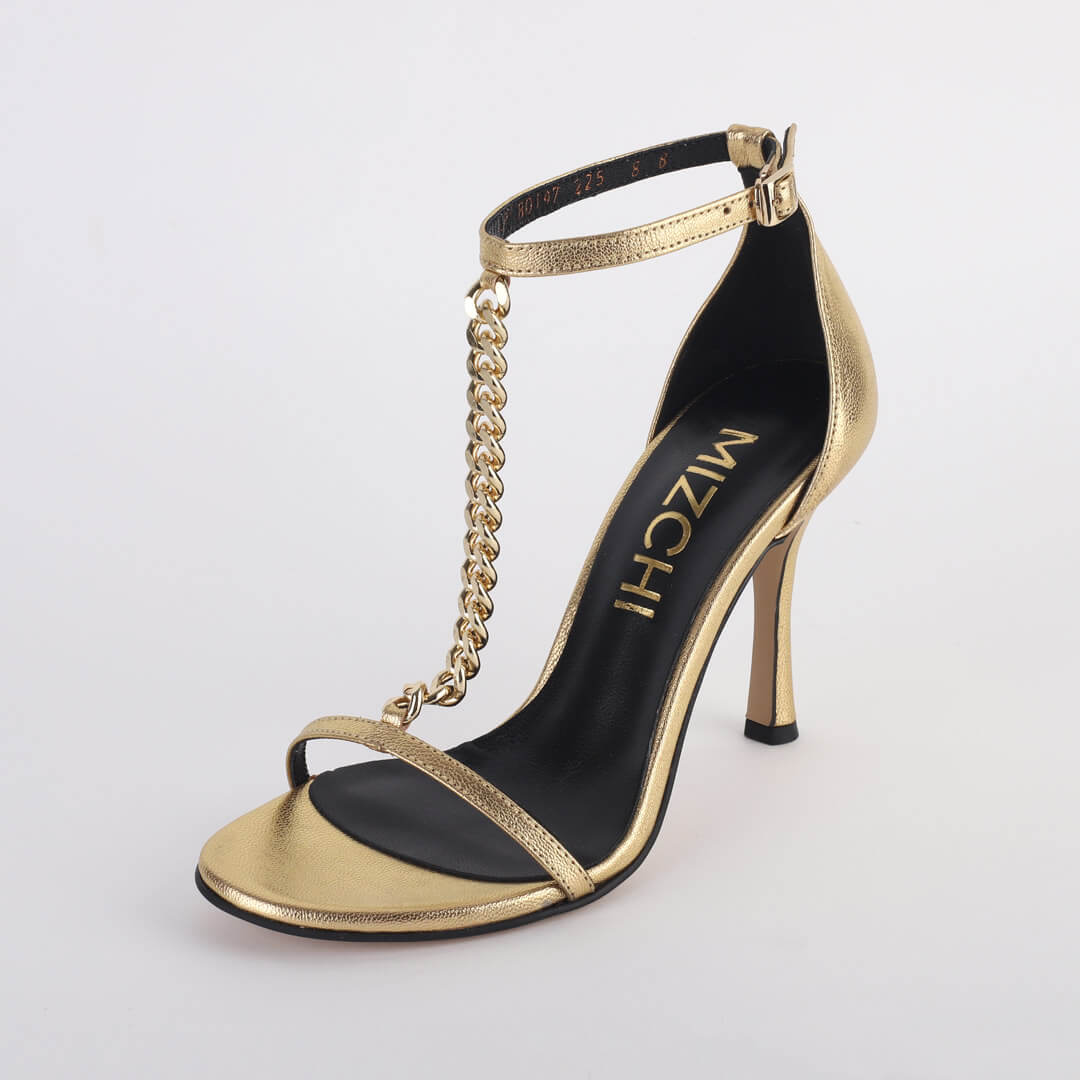Chane - T Bar Gold Chain Sandals