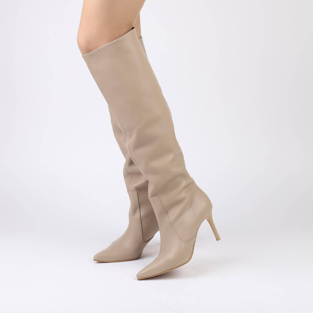 WOLLEN - leather long boots