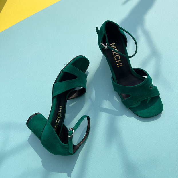 CAZY - green suede sandals